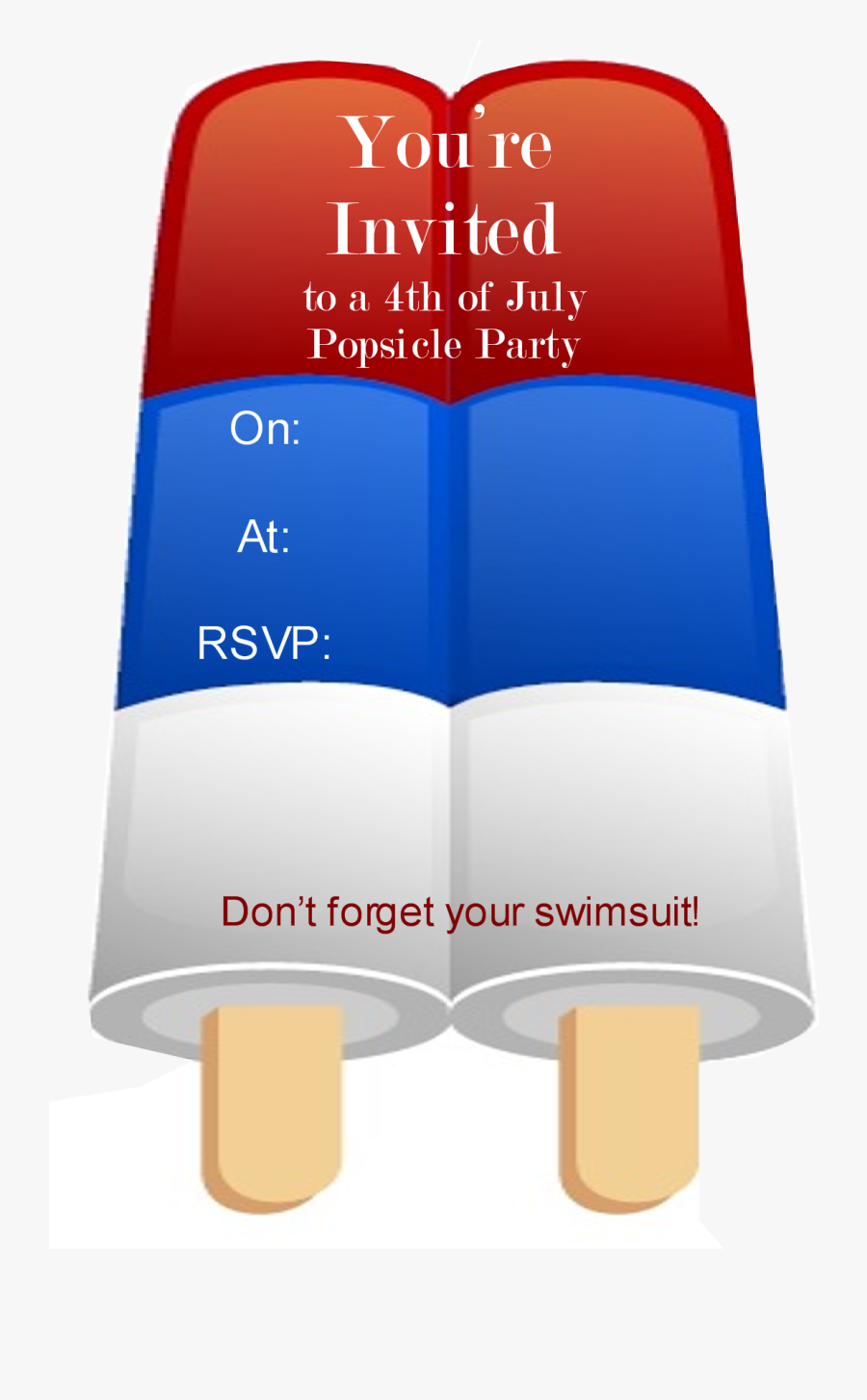 Popsicle - 4th Of July Block Party Invitation Template Free, Transparent Clipart