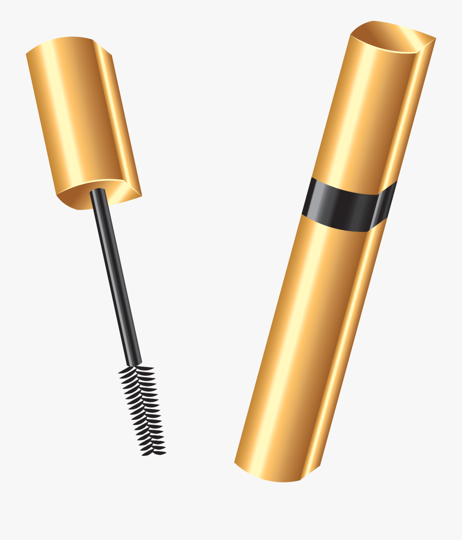 Sunscreen Mascara Cosmetics Clip Art - Gold Makeup Brushes Clipart, Transparent Clipart