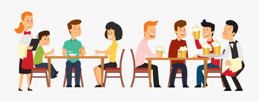 Transparent Restaurant Clipart Black And White - Restaurant Customers Clipart, Transparent Clipart