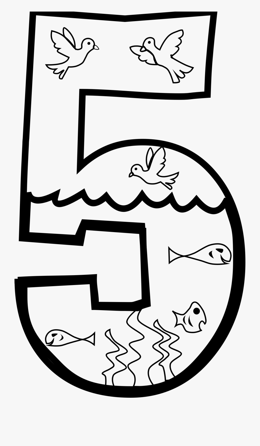 Clipart - Creation Day 5 Coloring Page, Transparent Clipart