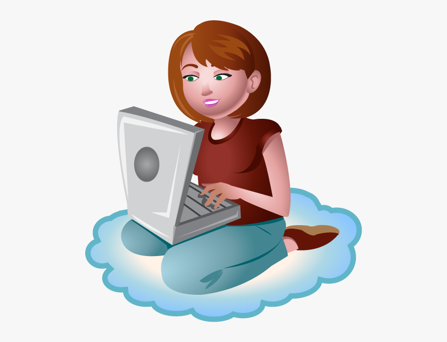 Write An Email Clip Art - Girl Using Laptop Clipart Png, Transparent Clipart