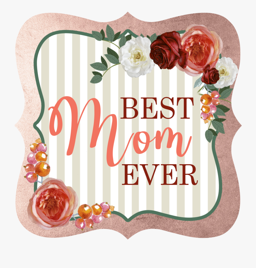 Floral And Stripe Mothers Day Gift Tag - Illustration, Transparent Clipart