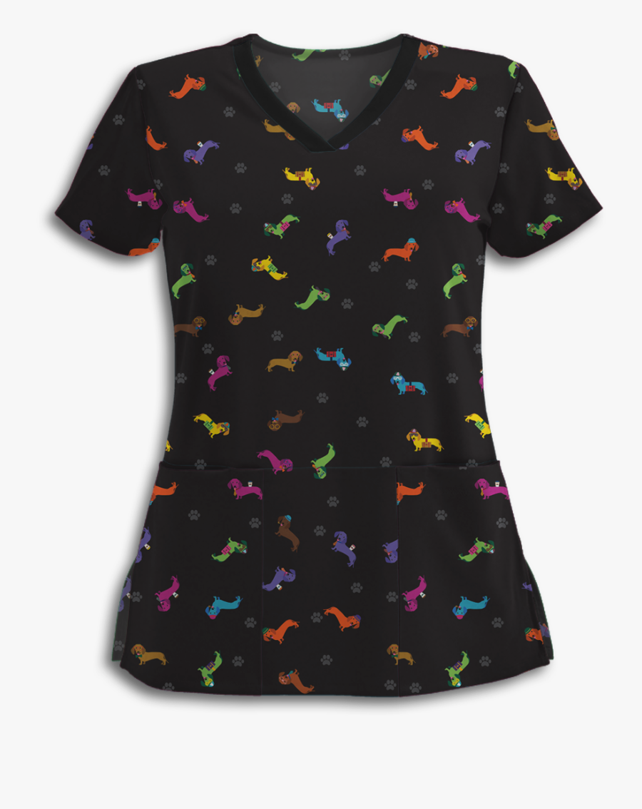 Transparent Weiner Dog Clipart - Weiner Dog Scrub Top, Transparent Clipart