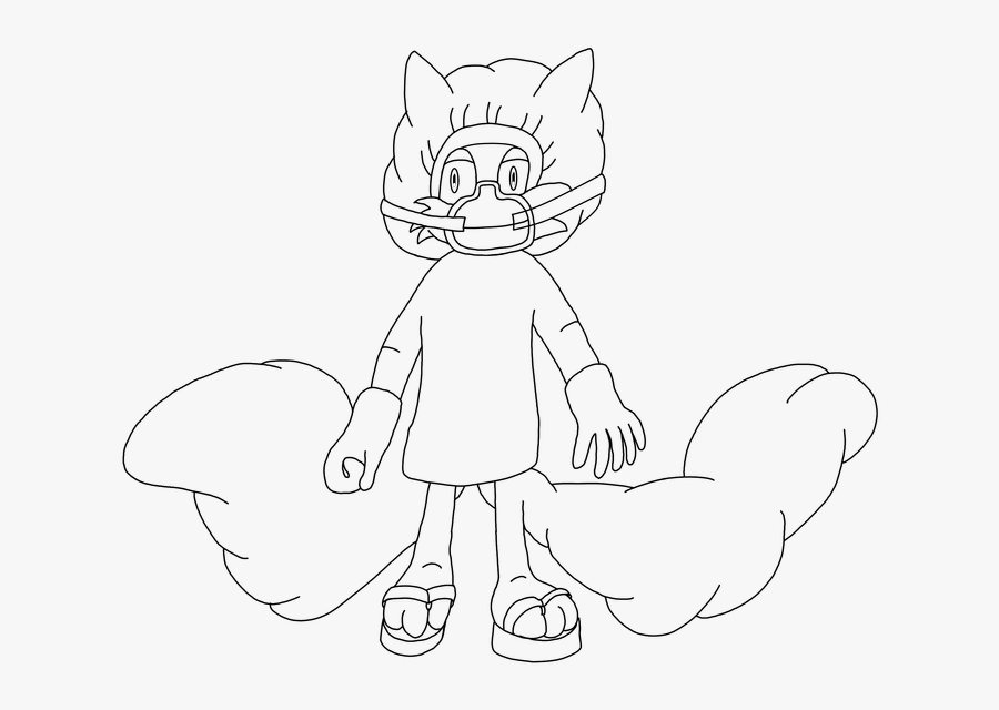 Nurse In Scrubs Lineart - Line Art, Transparent Clipart