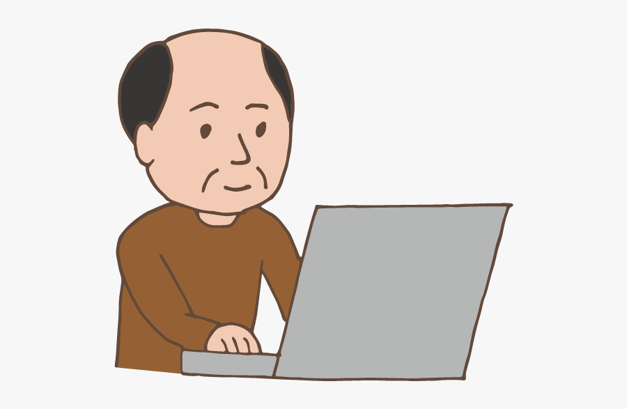 Middle-aged Man Using Laptop - Cartoon, Transparent Clipart