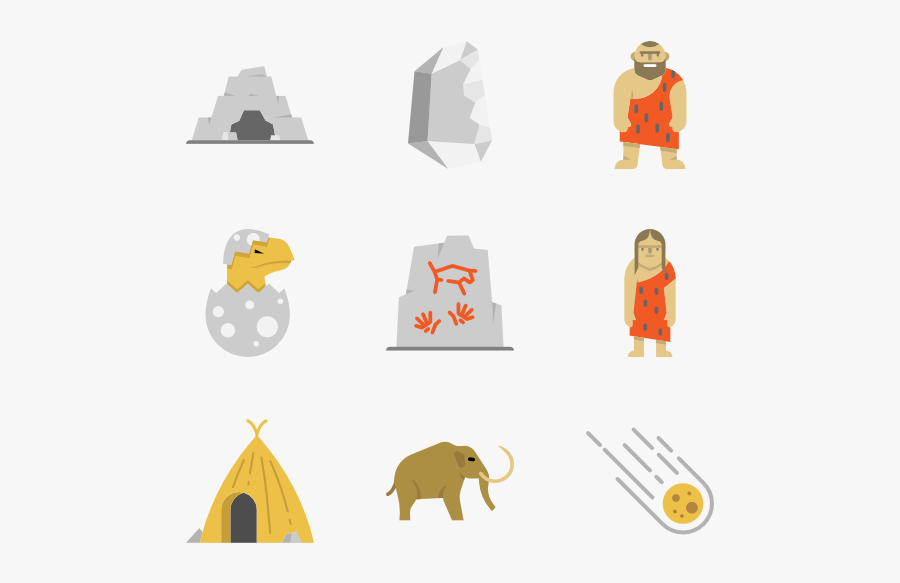 Prehistoric Icons Free Vector, Transparent Clipart