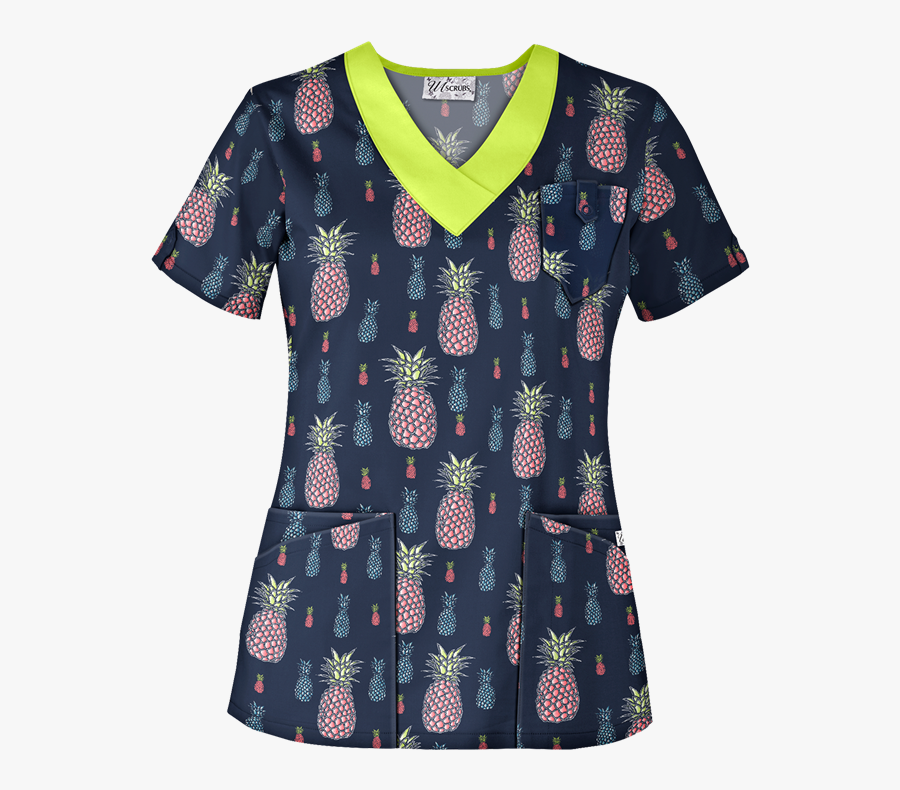 Pineapple Scrub Top - Scrub Top Pattern Cats, Transparent Clipart
