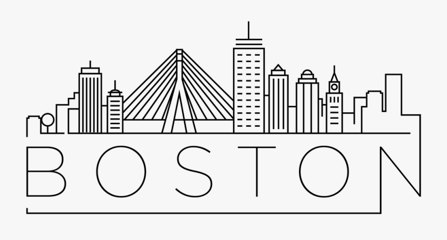 Clip Art Boston Skyline Png - Line Drawing Boston Skyline Outline, Transparent Clipart