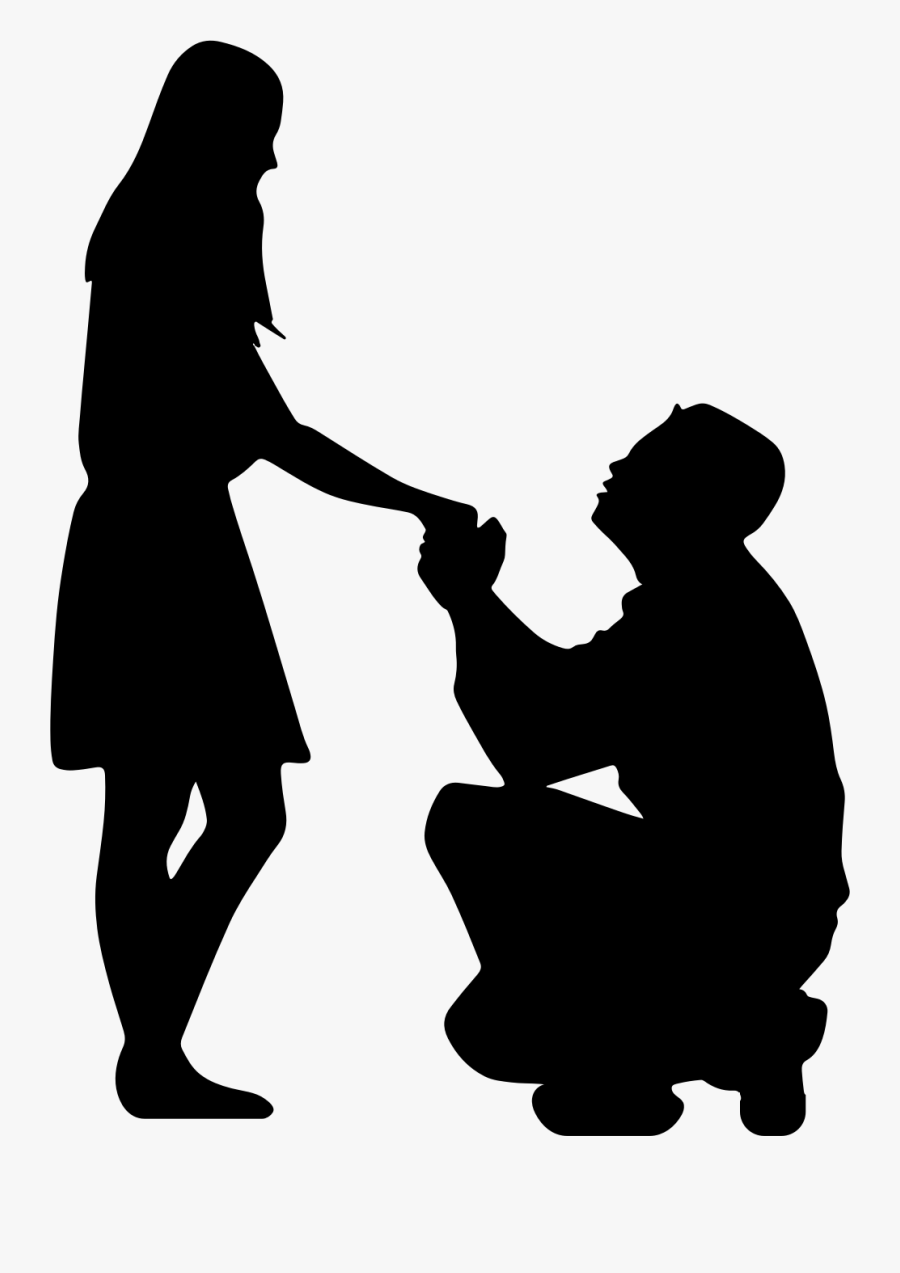 Clipart - Wedding Proposal Silhouette Png, Transparent Clipart