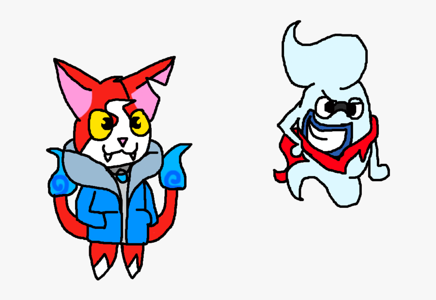 Jibanyan Sans And Whisper Papyrus By Nosila36 - Yo Kai Watch X Undertale, Transparent Clipart