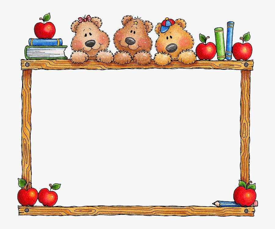 Picture School Apple Frame Bear Education Border Clipart - Bear Border, Transparent Clipart
