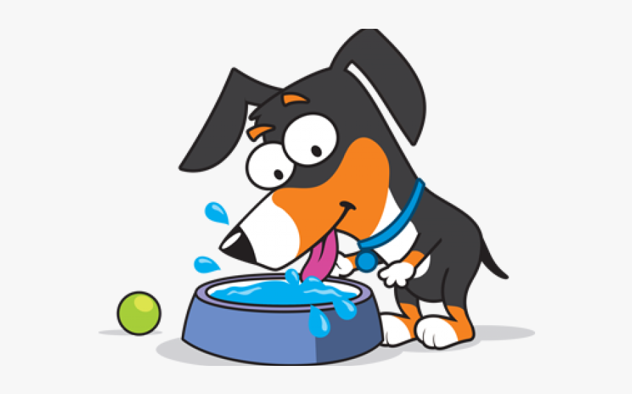 Thirsty Animal Cliparts - Dog Drinking Water Clipart, Transparent Clipart