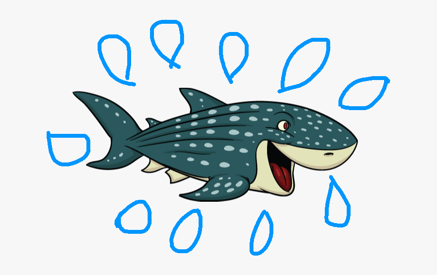Splashed Whale Shark - Cartoon Sea Creatures, Transparent Clipart