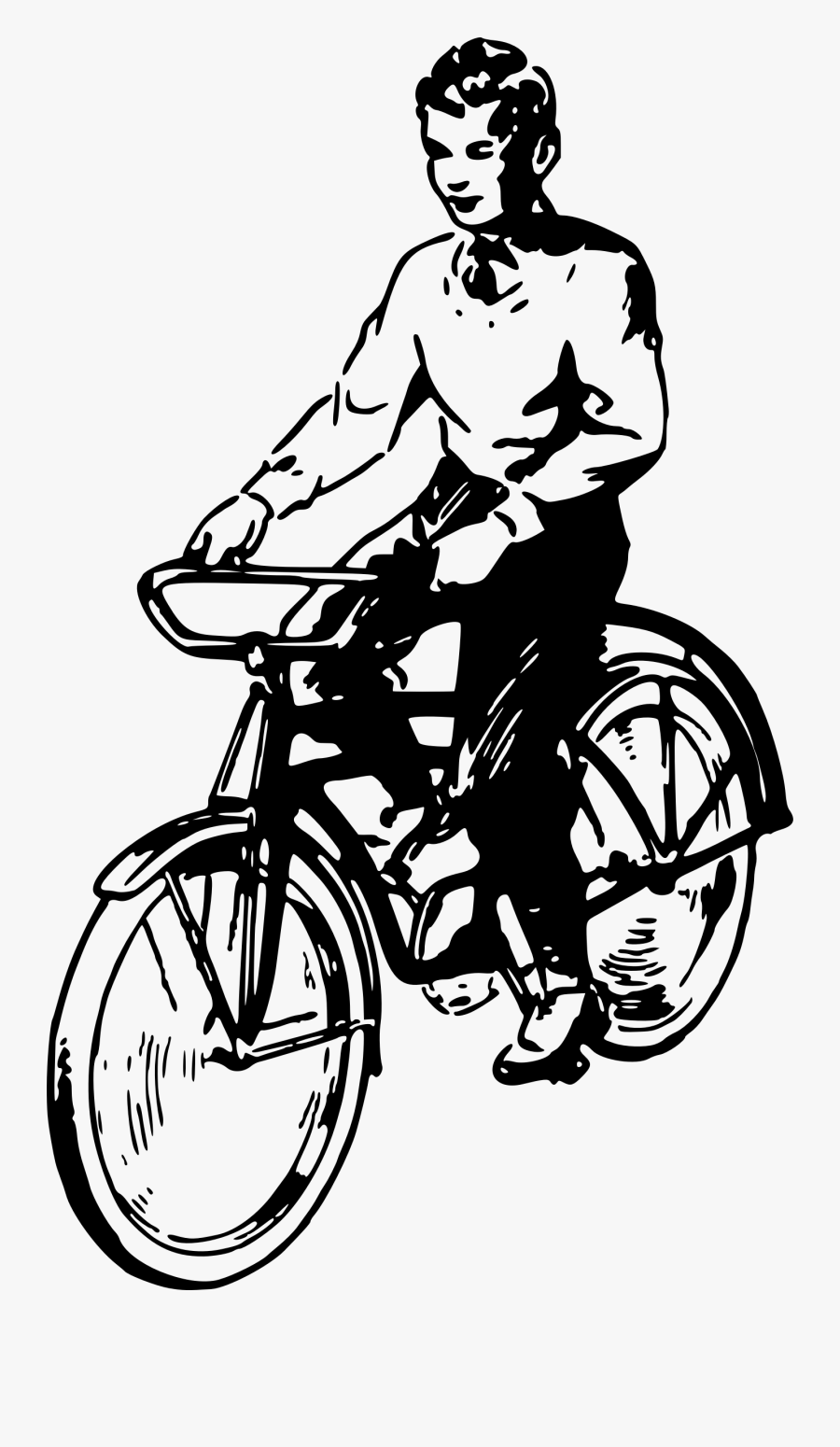 On Bike Big Image - Drawing Of Boy On Bike, Transparent Clipart