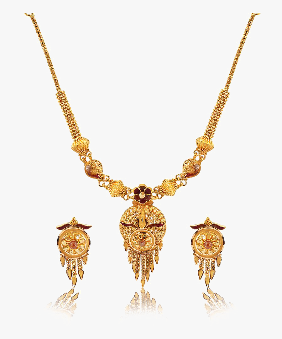 Transparent Necklace Clipart - Gold Chain Pendant Set, Transparent Clipart