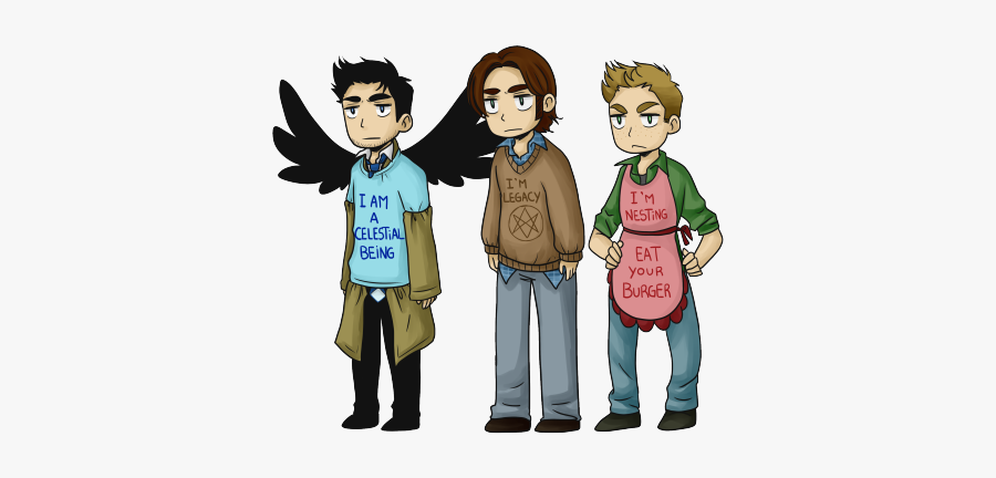 Supernatural Dean Sam Cas Team Free Will Hellredsky - Dean And Sam Supernatural Fanart, Transparent Clipart