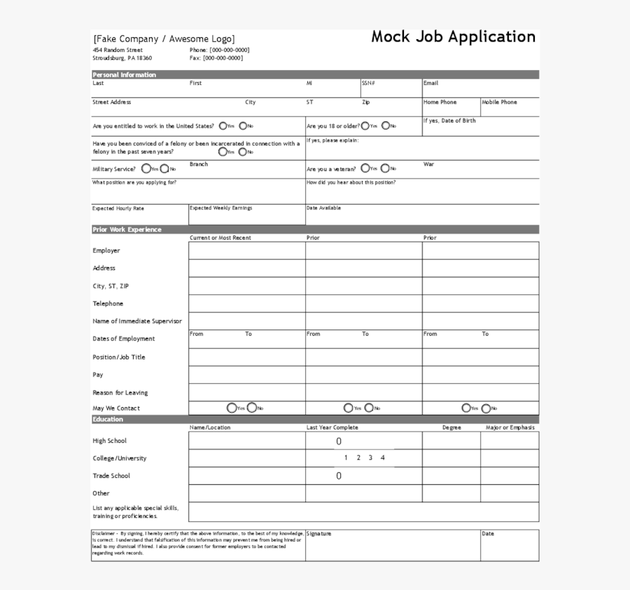 Clip Art Application For Employment Templates - Free Printable Spanish Job Application Form, Transparent Clipart
