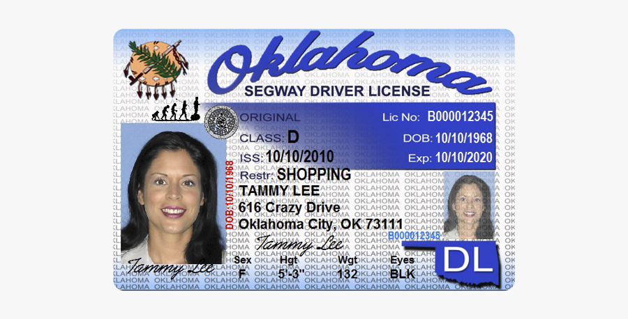 Clip Art Segway Driver S Souvenir - Original Oklahoma Drivers License, Transparent Clipart