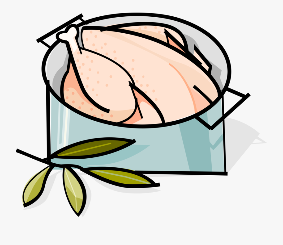 Vector Illustration Of Poultry Chicken Dinner Cooking - Cartoon Chicken In A Pot, Transparent Clipart