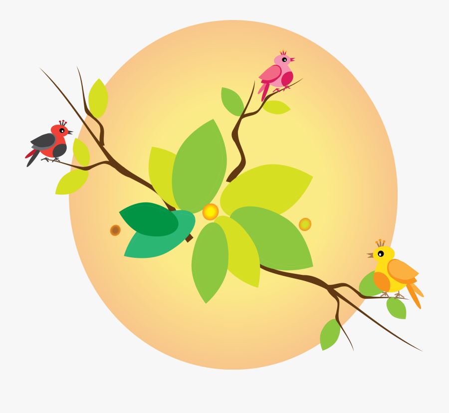 This Free Icons Png Design Of Rainbow Birds On Branch, Transparent Clipart