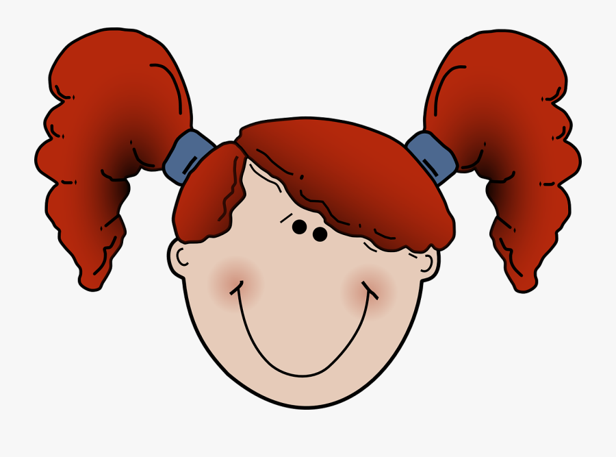 Redhead Girl Face Free Picture - Girl With Hair Ribbon Clipart, Transparent Clipart