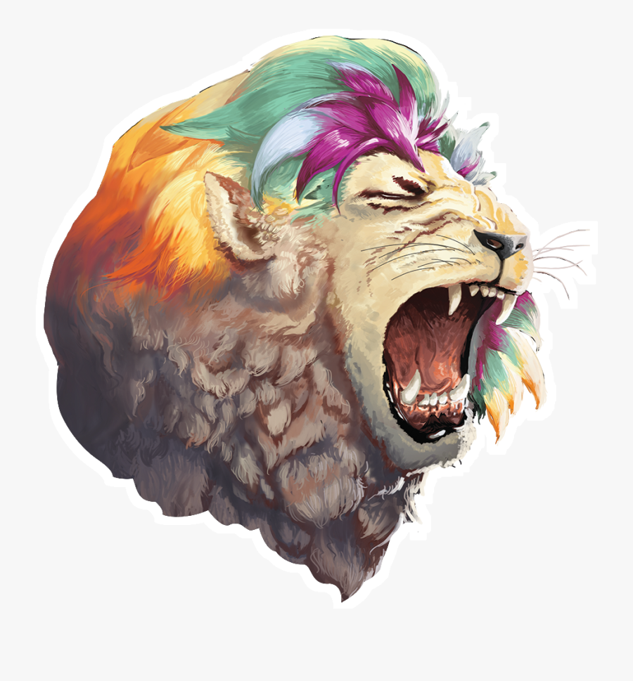 Clip Art Adesivo Le O Rainbow - Leão Desenho Digital, Transparent Clipart