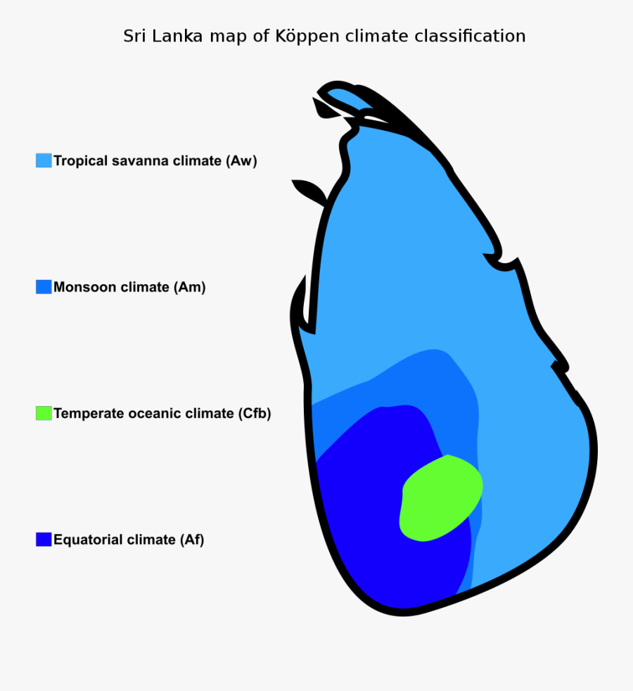 Climate Map Of Sri Lanka, Transparent Clipart