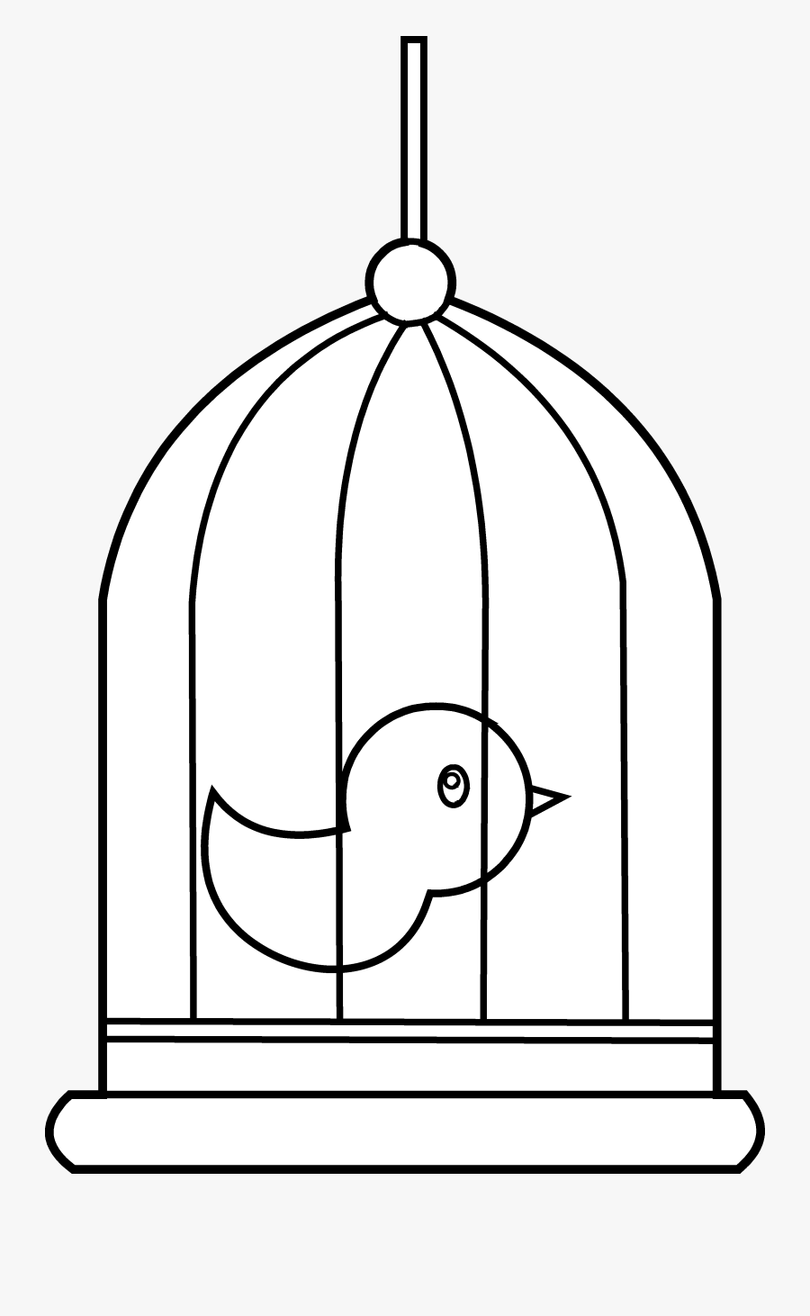 Bird In Cage Coloring - Bird In The Cage Clipart Black And White Free, Transparent Clipart