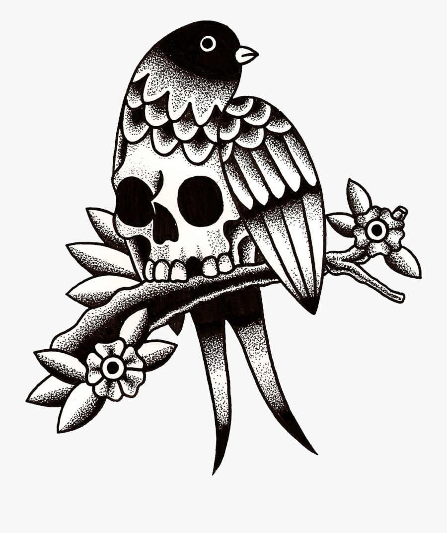 Clip Art Parrots Drawing Huge - Old School Tattoo Drawings, Transparent Clipart