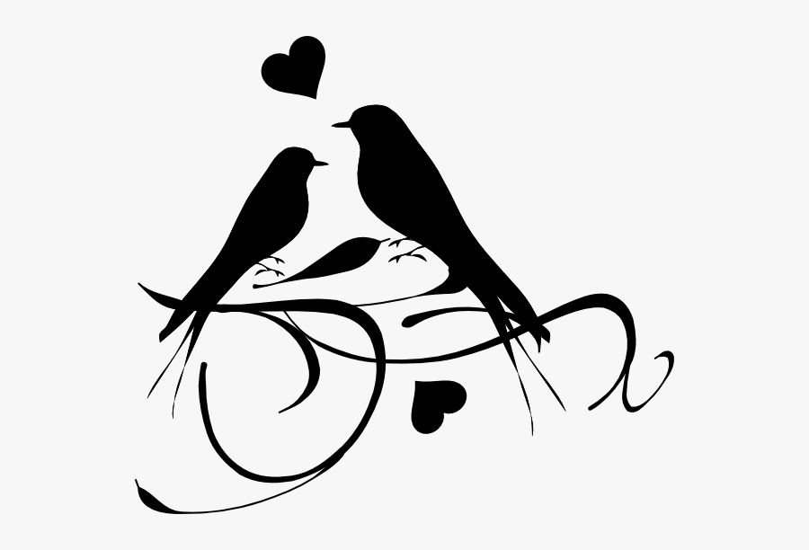 Love Tattoo Clipart Love Bird - Love Birds Black And White, Transparent Clipart