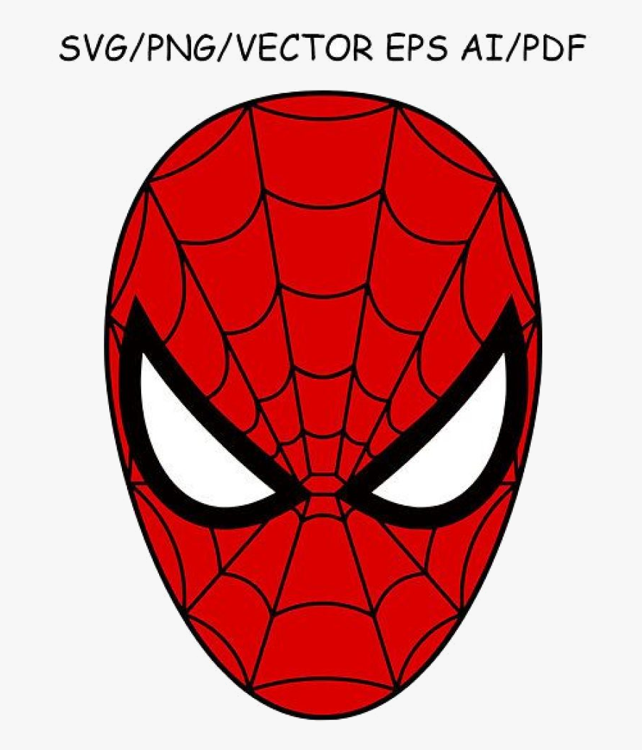 Spiderman Clipart Mask Dxf Vector Cut File Cricut History - Spiderman Face Cartoon Drawing, Transparent Clipart