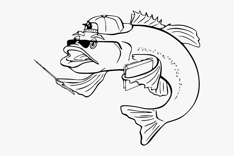 Black, Teacher, Outline, White, Cartoon, Bass, Fish - Fish Clip Art, Transparent Clipart