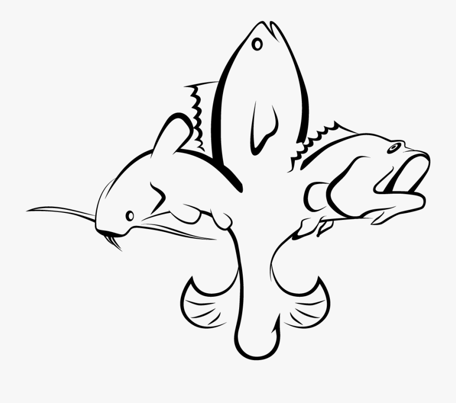 Transparent Bass Fish Png - Line Art, Transparent Clipart