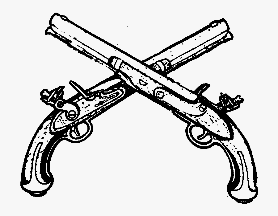 Pistol Clipart Civil War - Flintlock Pistol Drawing, Transparent Clipart