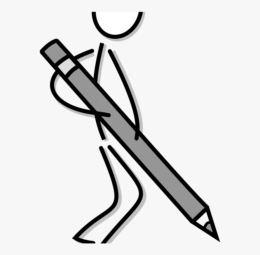 Stick Figure With A Pen Clipart , Png Download - Stick Figure Drawing A Line, Transparent Clipart