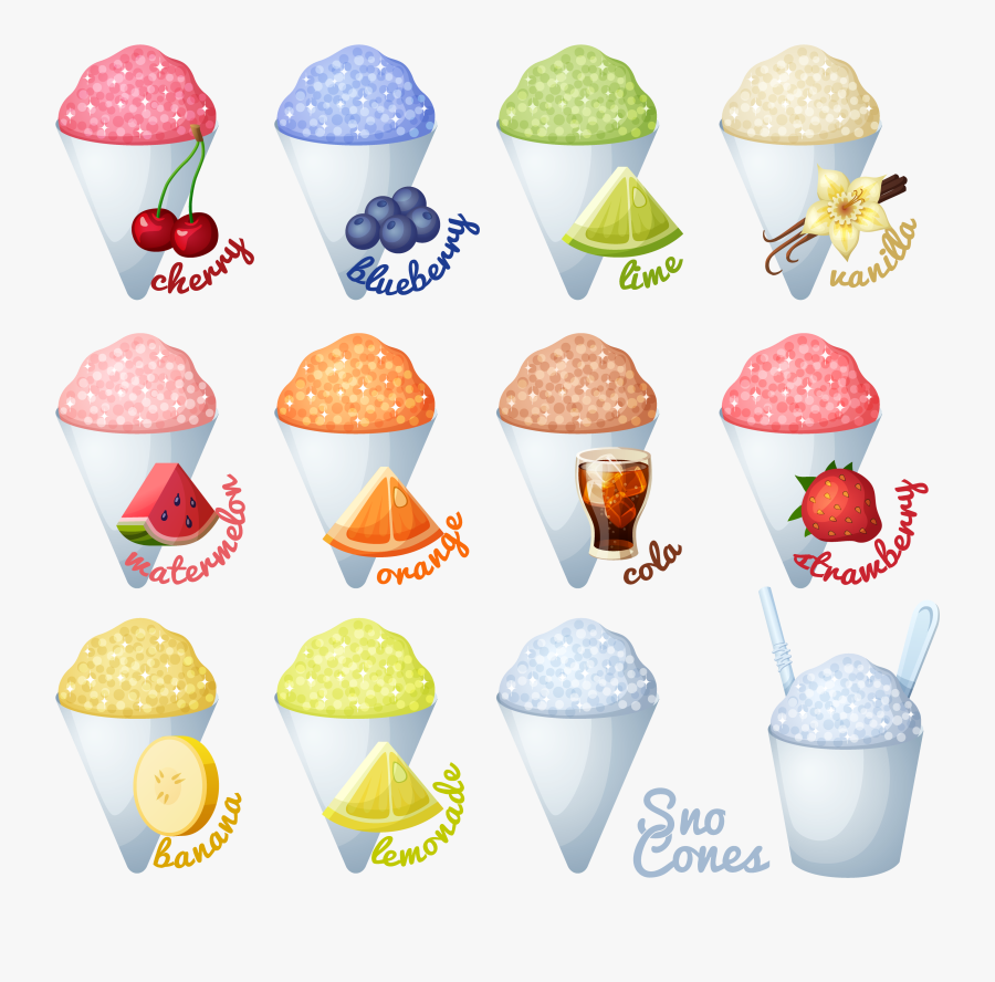 Shaved Ice In Different Flavors, Transparent Clipart