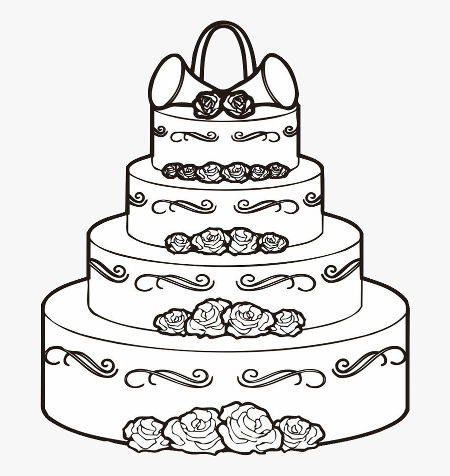 Transparent Cake Clipart Black And White - Wedding Cake Clip Art, Transparent Clipart