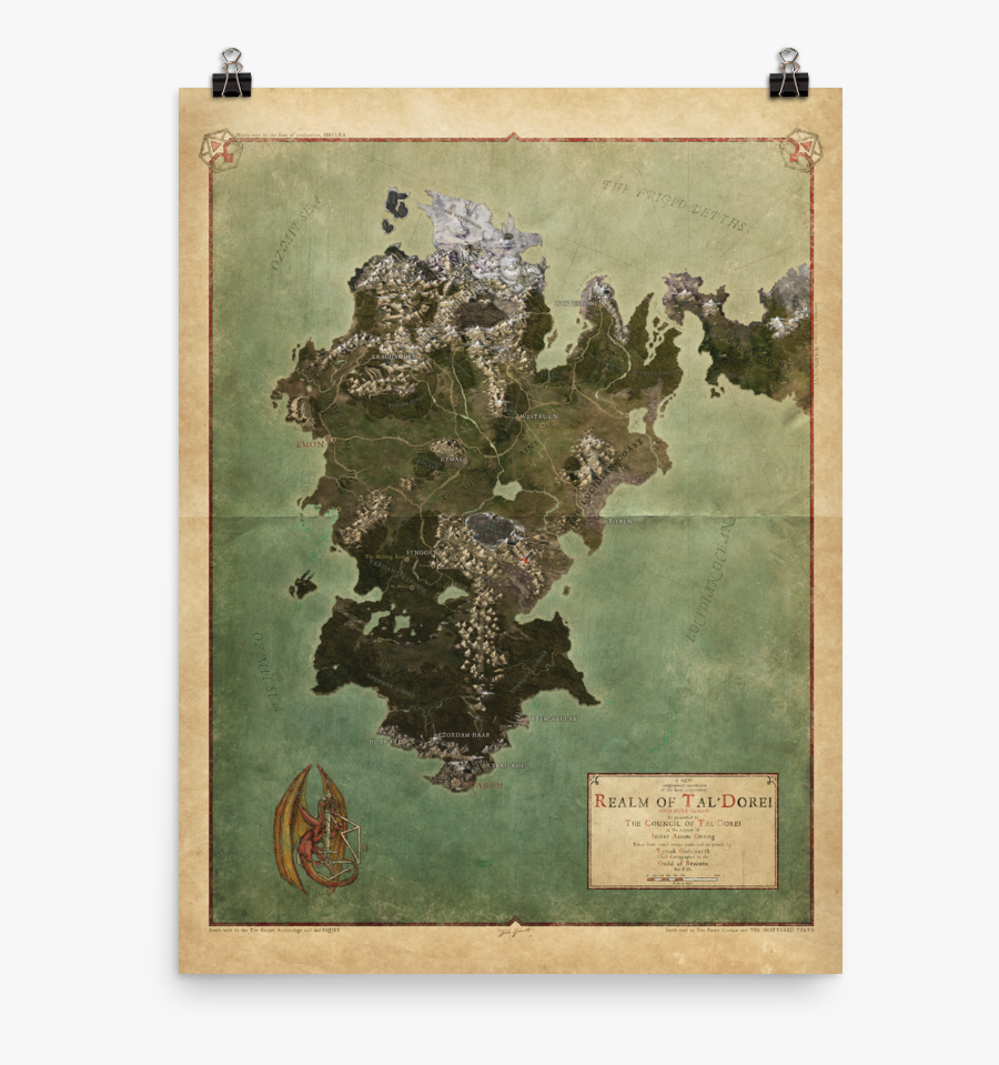 Realm Of Tal"dorei Rolled Poster Map, Parchment Background - Critical Role Tal Dorei, Transparent Clipart