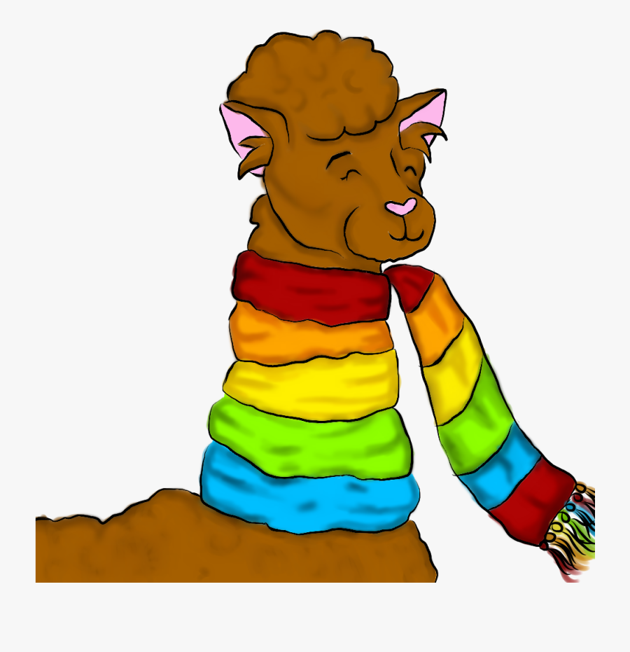 Cozy, Warm Alpaca - Cartoon, Transparent Clipart