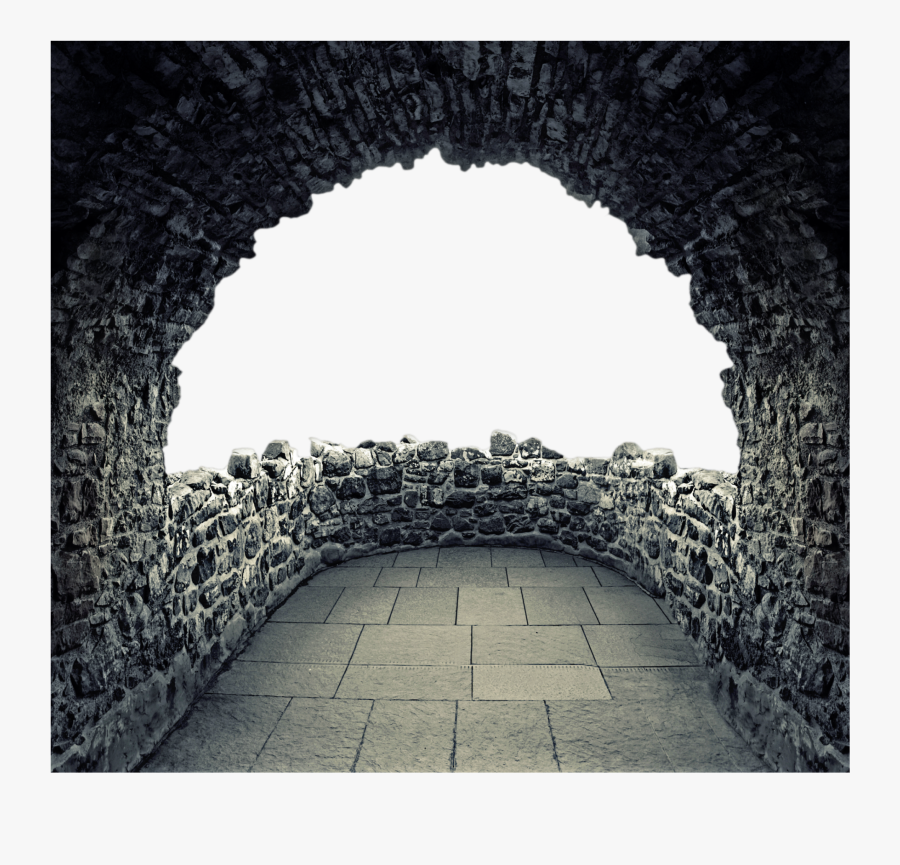 #stone #stonewall #art #hole #greyscale - Arch, Transparent Clipart