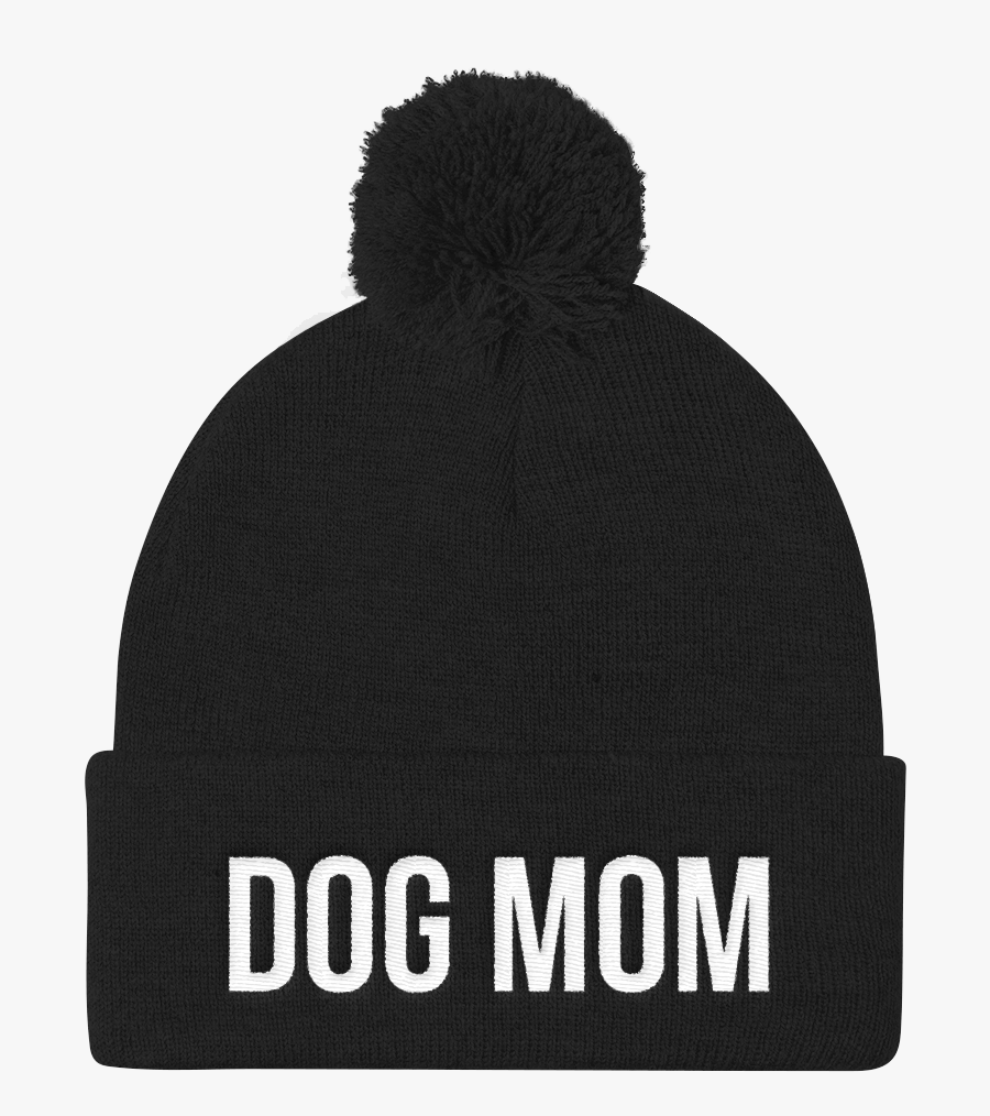 Dog Mom Embroidered Pom Pom Knit Beanie - Beanie, Transparent Clipart