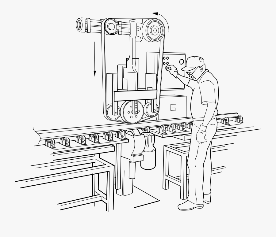 Clipart - Factory Worker Clipart Black And White, Transparent Clipart