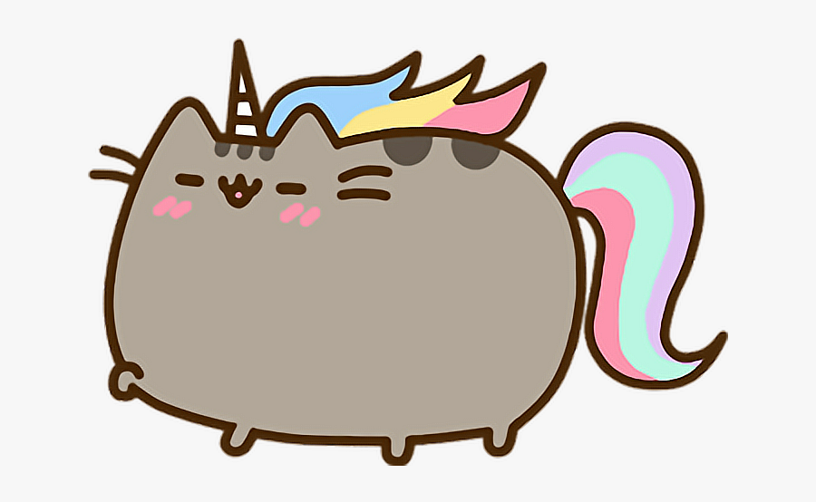 Unicorn Rainbow Sticker By Svg Library Download - Cute Unicorn Pusheen Cat, Transparent Clipart
