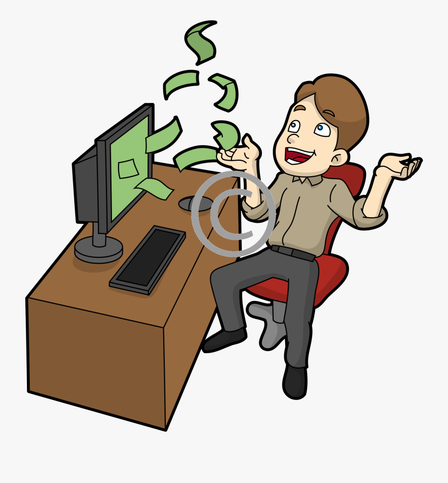 Online Money Earning Cartoon, Transparent Clipart