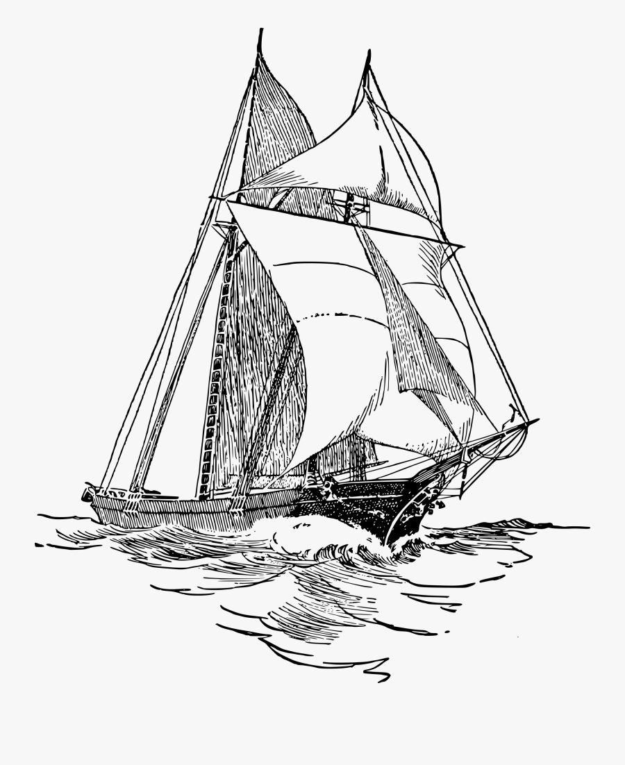 Sailboat 5 Clip Arts - Sail Boat Line Drawing, Transparent Clipart