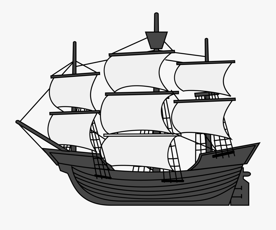 Line Art,watercraft,manila Galleon - Sailing Ship Png Clipart, Transparent Clipart