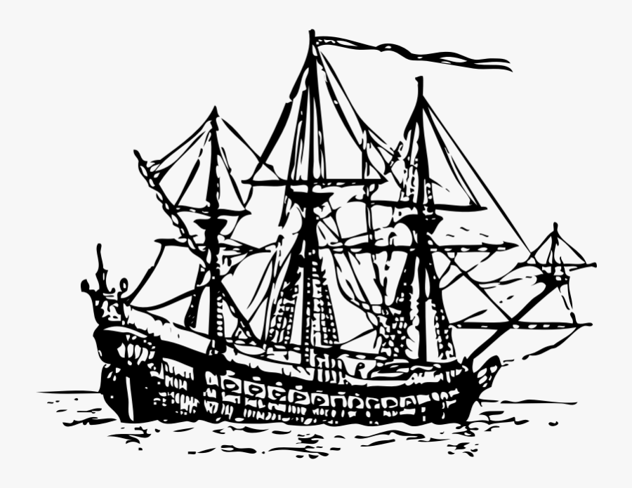 Genoese Carrack 16th Century - Ship On Sea Outline, Transparent Clipart