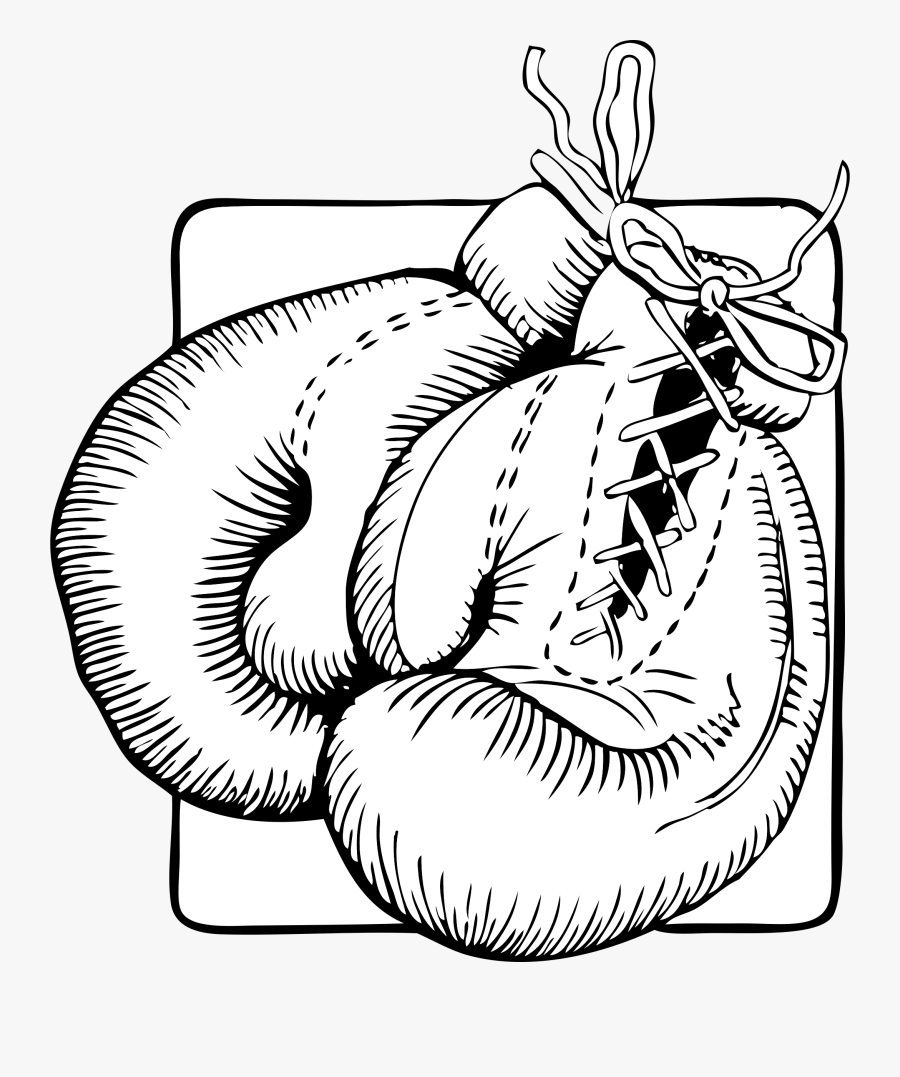 Boxing Gloves Black White Line Art 555px - Boxing Gloves Outlines, Transparent Clipart