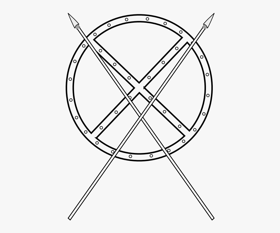 Round Shield And Crossed Spears - Cartoon Sword And Shield, Transparent Clipart