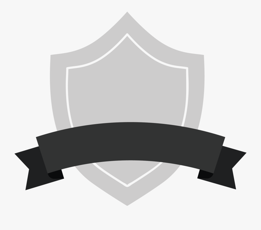Gray Shield Badge With Black Ribbon - Black Ribbon Banner Png, Transparent Clipart